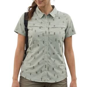 REI Co-op Women’s XS Green Vented Hiking Button Down Shirt Pockets